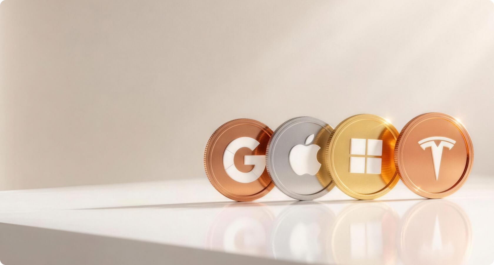 Google、Apple、Microsoft、Tesla等熱門美股公司Logo金幣3D模型